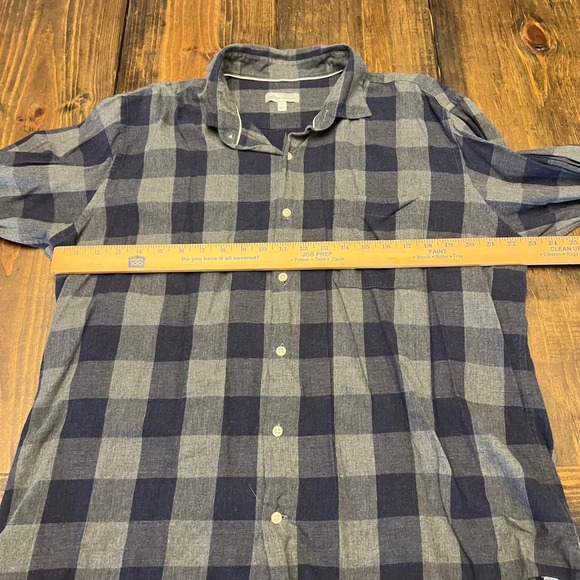 Peter Millar Plaid Button Down flannel Shirt Men XL Blue Gray Long Sleeve Cotton - Picture 7 of 8